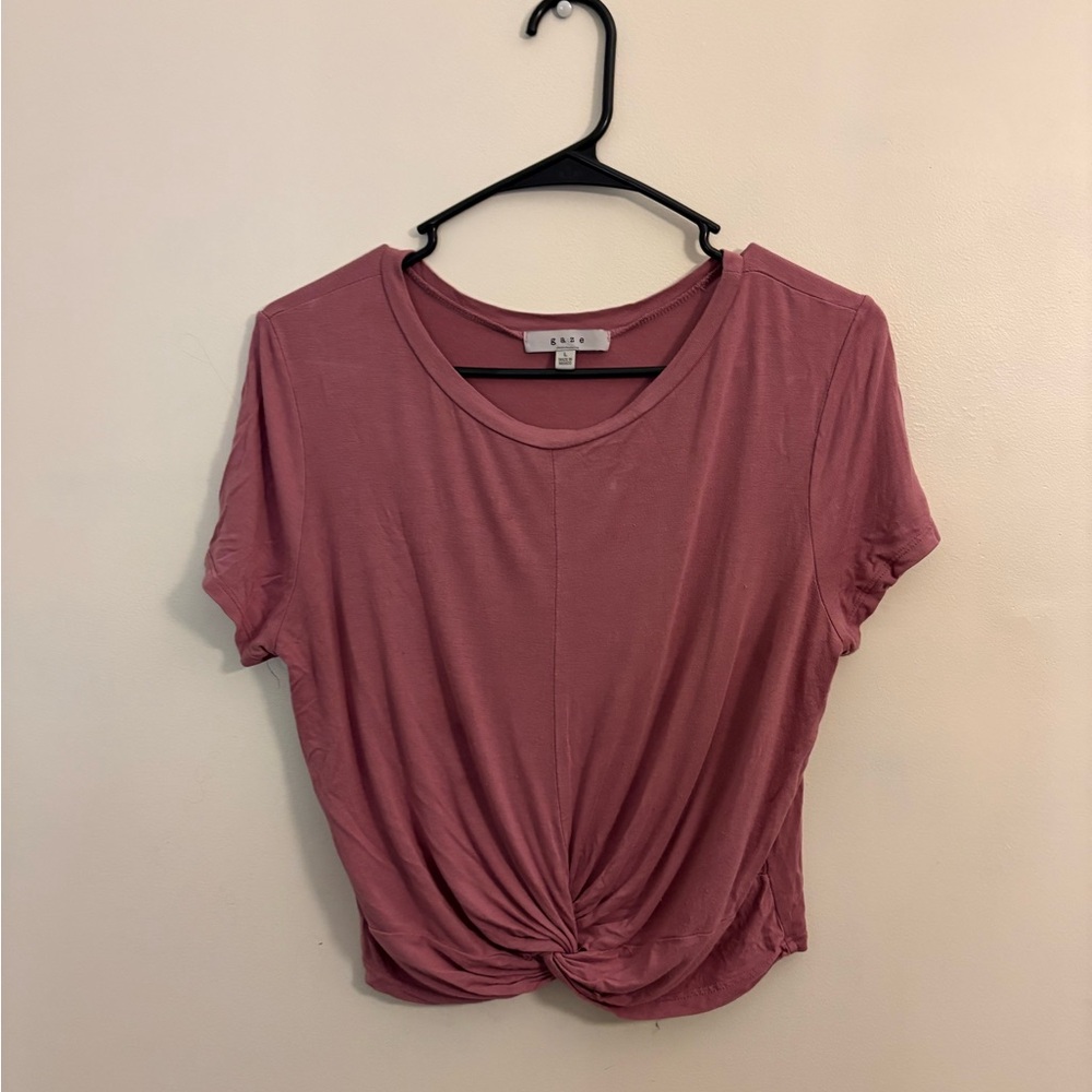 Gaze Mauve Twist Front Tee